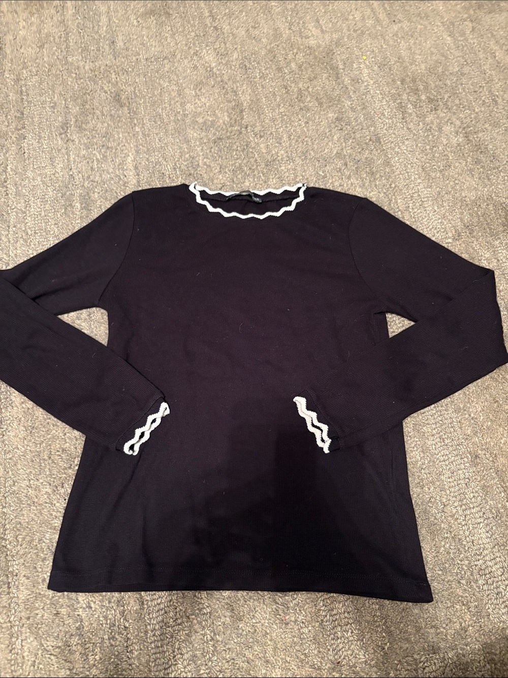Zara black ribbed long sleeve with white detail M